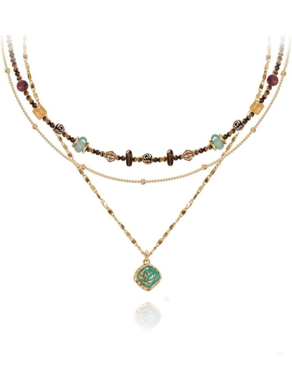 Boho Multi-Layer Beaded Necklace - Retro Style Gold-Plated Fashion Jewelry